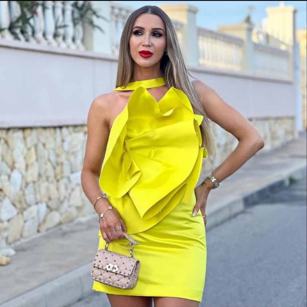 Zara Yellow Ruffle Mini Dress - Picture 9 of 15
